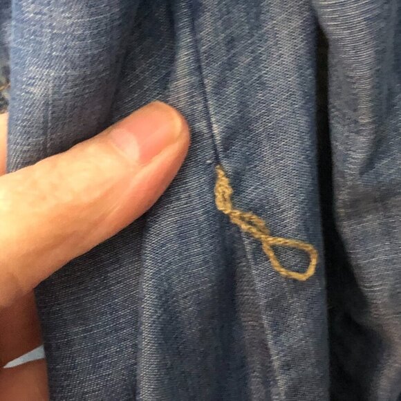 H&M Mama Maternity Denim Shirt Dress Womens Medium Pearl Snaps 3/4 Sleeve Boho - Picture 11 of 11